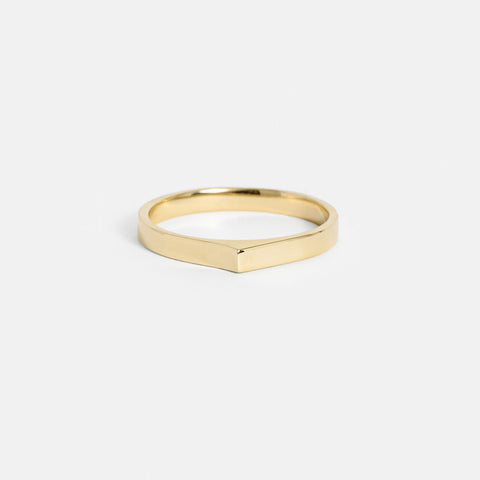 Unique Shape Stackable Wedding Band with Custom Engraving in solid 14k yellow gold by SHW best fine jewelry shop located in downtown NYC