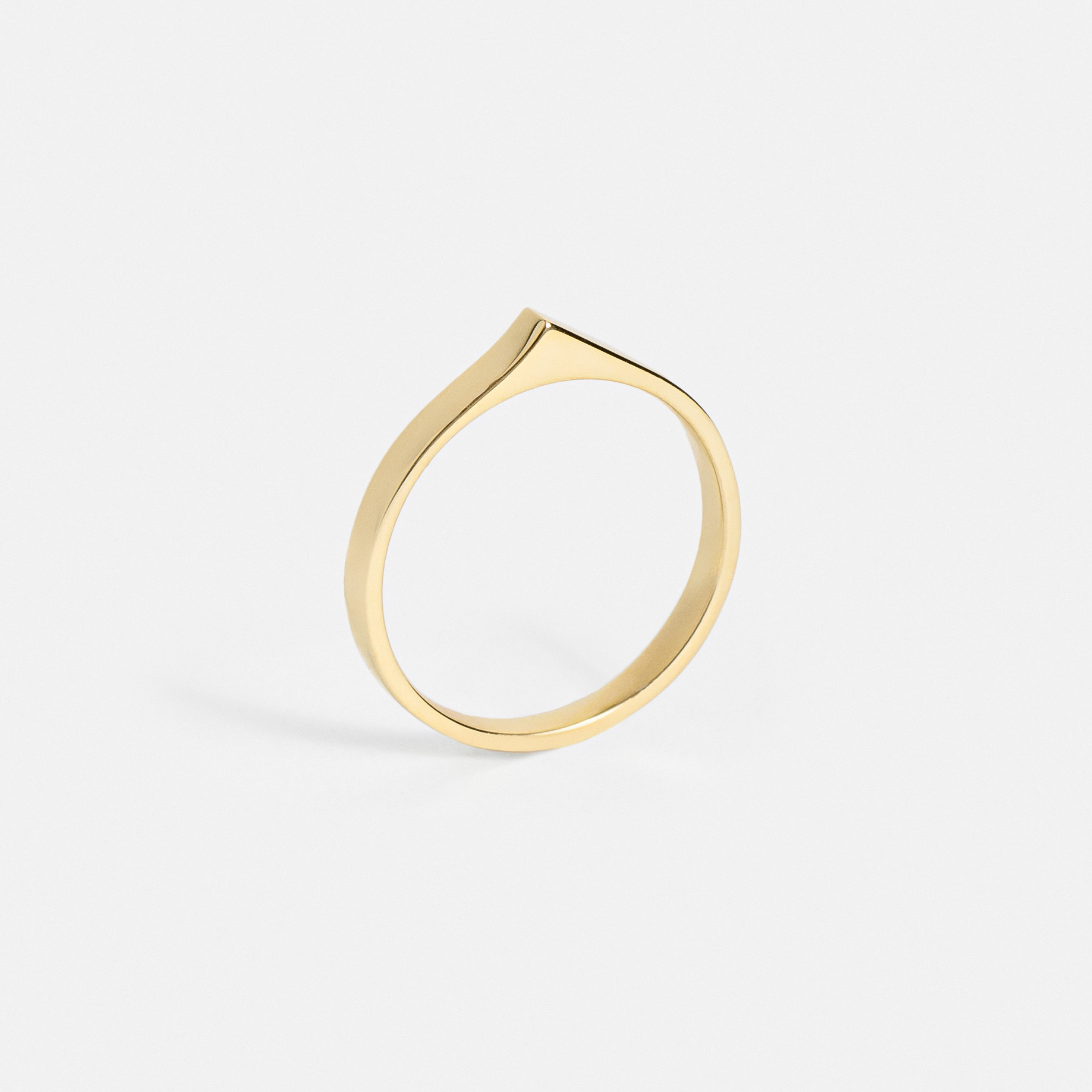 Contemporary 2.5mm Braga Ring wedding engagement bridal band with ethical recycled 14k yellow gold designer made in New York Citry by SHW fine Jewelry