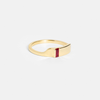 Contemporary Tylo Ring Band with Ruby sustianable baguette gemstones wedding engagement band ethical recycled 14k yellow gold designer made in New York Citry by SHW fine Jewelry