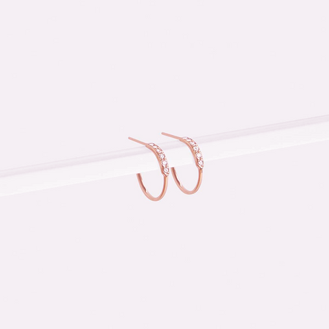 Medium Salo Hoops in Rose Gold with White Diamonds