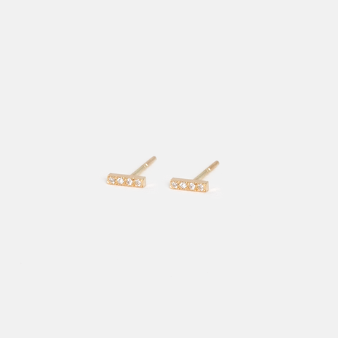 ilko Unisex Bar Stud in 14k Gold set with White Diamonds By SHW Fine Jewelry NYC